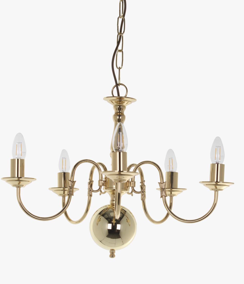 FLEMISH CHAND. POLISHED BRASS