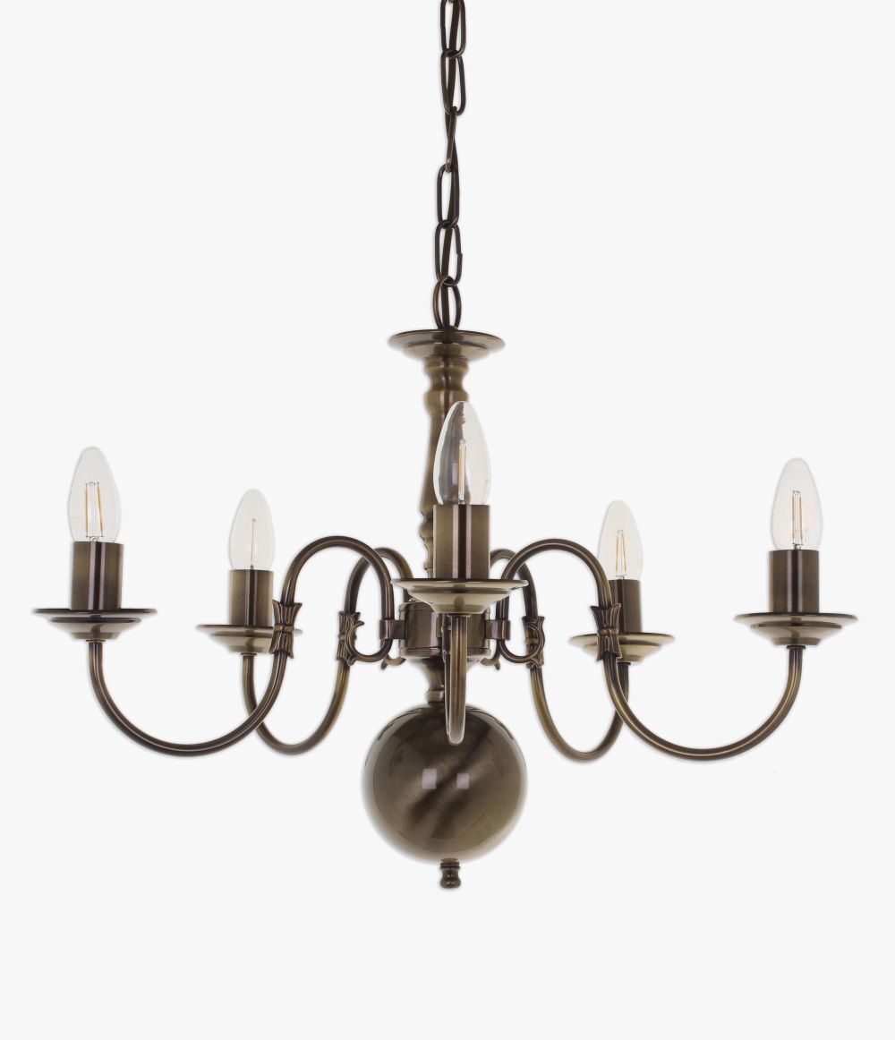 FLEMISH CHANDELIER - ANT.BRASS
