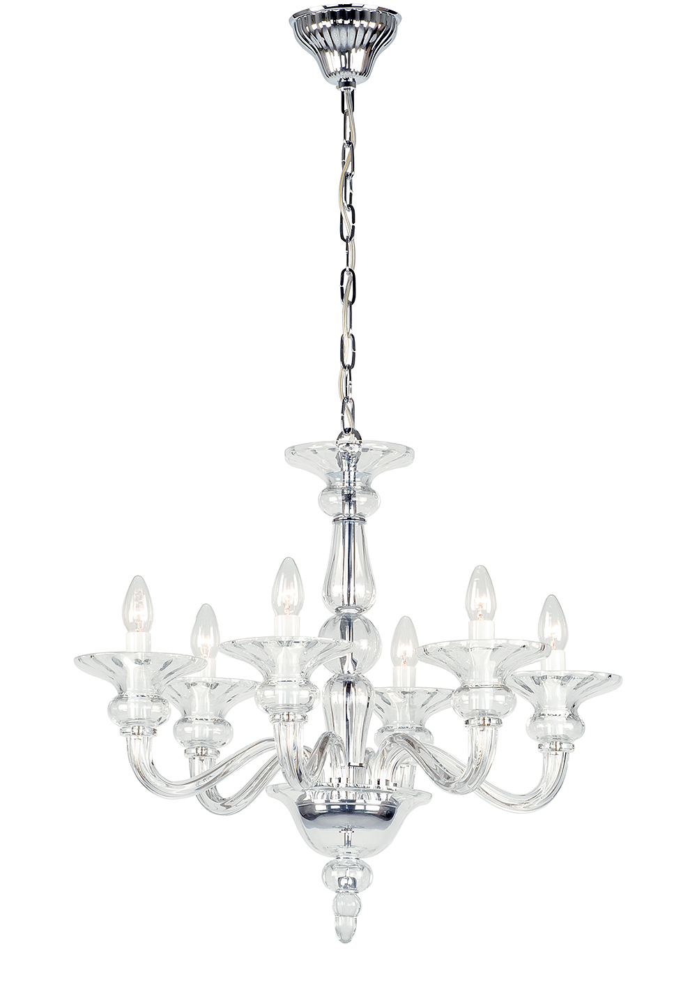 ZAGREB 6LT CLEAR GLASS CHROME