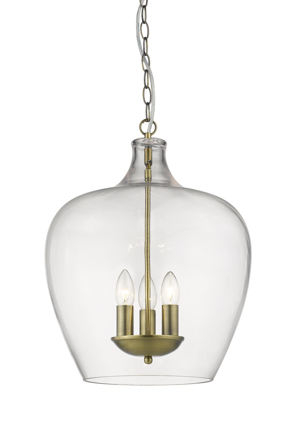 NELL 3LT CLEAR GLASS/ANT.BRASS